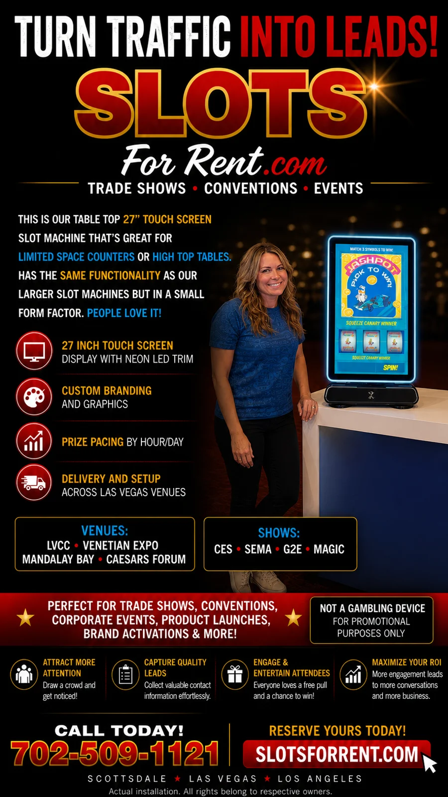 Countertop touchscreen promotional-game system product presentation