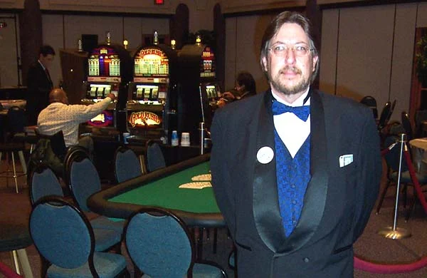 Paul Lyon working at a casino-themed event